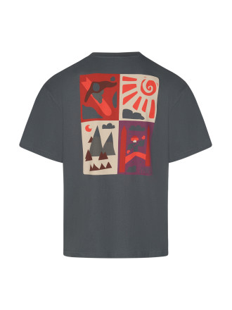 T-Shirt pudełkowy grafitowy z nadrukiem GÓRY UNISEX