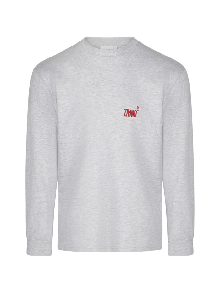 Longsleeve oversize szary z nadrukiem ZIMA UNISEX