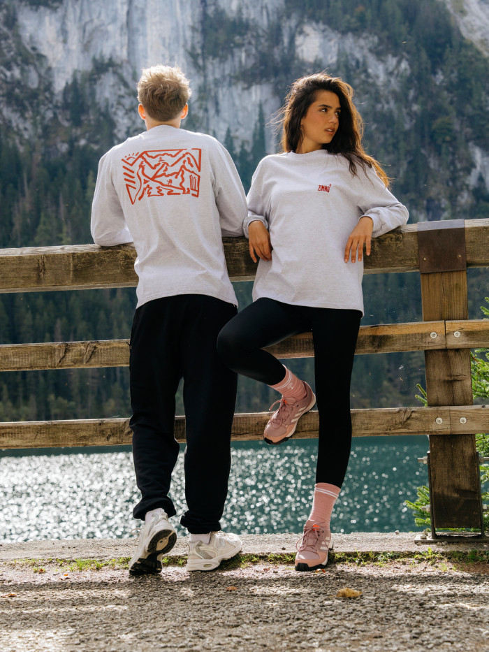 Longsleeve oversize szary z nadrukiem ZIMA UNISEX