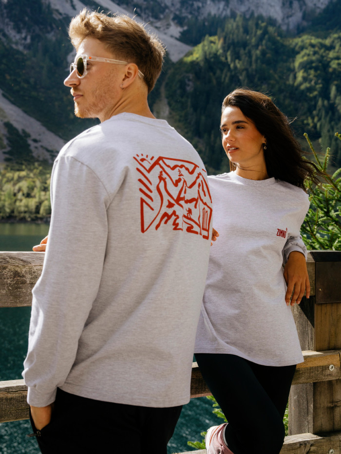 Longsleeve oversize szary z nadrukiem ZIMA UNISEX