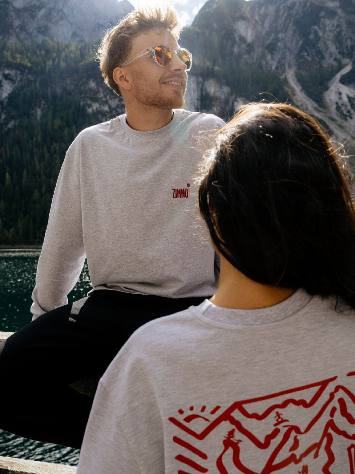 Longsleeve oversize szary z nadrukiem ZIMA UNISEX