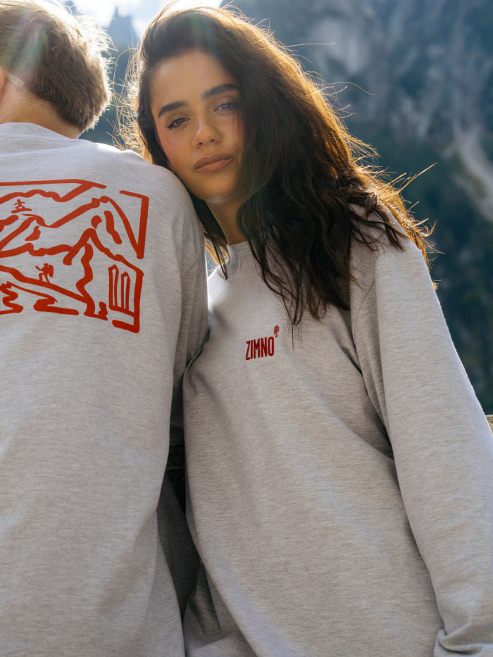 Longsleeve oversize szary z nadrukiem ZIMA UNISEX