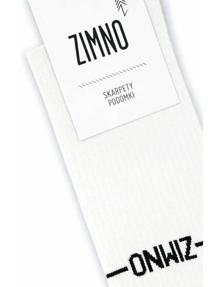 Skarpety Podomki z napisem ZIMNO Białe