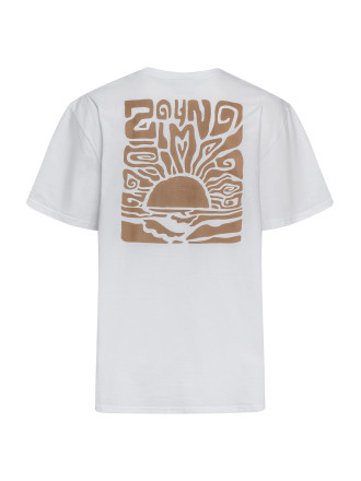 T-Shirt Unisex Pudełkowy Zachód Słońca Biały