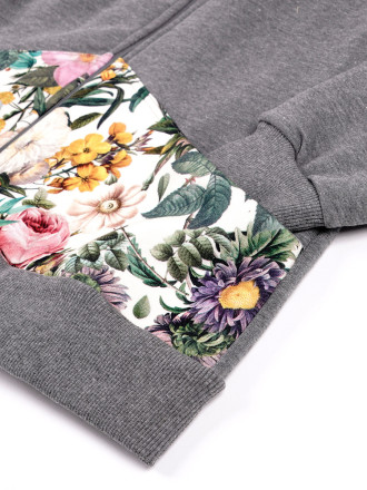 Bluza Rozpinana Szara Polne Kwiaty Bluza Rozpinana Szara Polne Kwiaty
