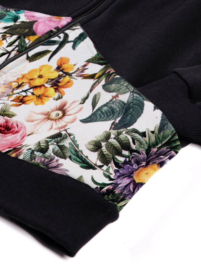 Bluza Rozpinana Czarna Polne Kwiaty Bluza Rozpinana Czarna Polne Kwiaty